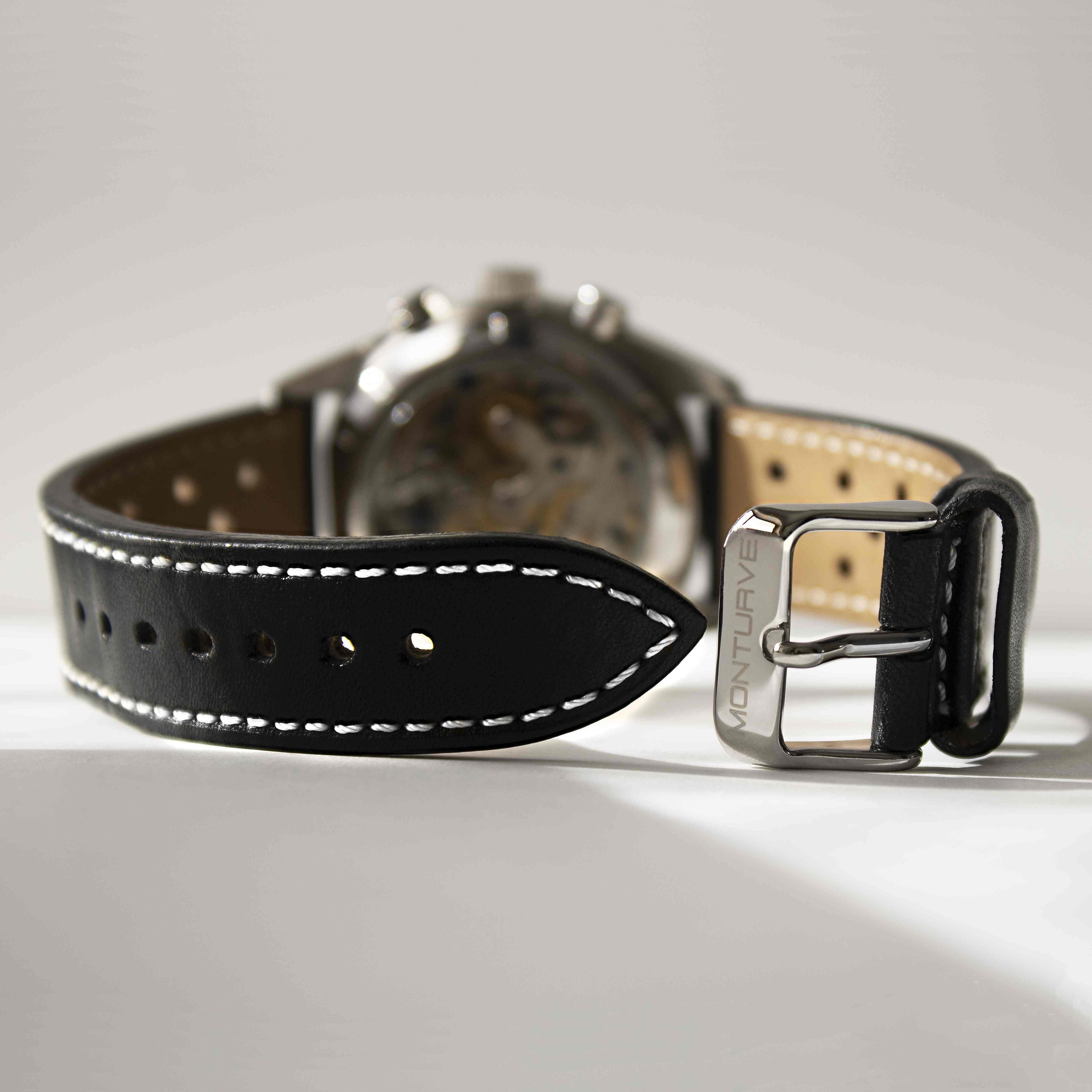 Taport Dark Side Of The Moon – Orologio Rotondo Al Quarzo Con Cinturino In Vera Pelle Bianca